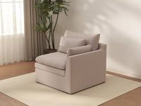 Sofá individual Deluxe Cloud de 1 plaza, color caqui | 1 pieza, tela de poliéster con aspecto de lino, acento para sala de estar, fundas de cojín lavables