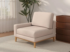 Deluxe Cloud 1-Seater Khaki Single Sofa | 1-Piece, Linen Look Poly Fabric, Living Room Accent, Washable Cushion Covers