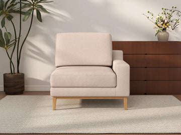Deluxe Cloud 1-Seater Khaki Single Sofa | 1-Piece, Linen Look Poly Fabric, Living Room Accent, Washable Cushion Covers