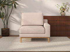 Deluxe Cloud 1-Seater Khaki Single Sofa | 1-Piece, Linen Look Poly Fabric, Living Room Accent, Washable Cushion Covers