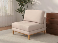 Deluxe Cloud 1-Seater Khaki Single Sofa | 1-Piece, Linen Look Poly Fabric, Living Room Accent, Washable Cushion Covers