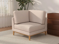 Deluxe Cloud 1-Seater Khaki Single Sofa | 1-Piece, Linen Look Poly Fabric, Living Room Accent, Washable Cushion Covers