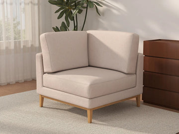 Deluxe Cloud 1-Seater Khaki Single Sofa | 1-Piece, Linen Look Poly Fabric, Living Room Accent, Washable Cushion Covers