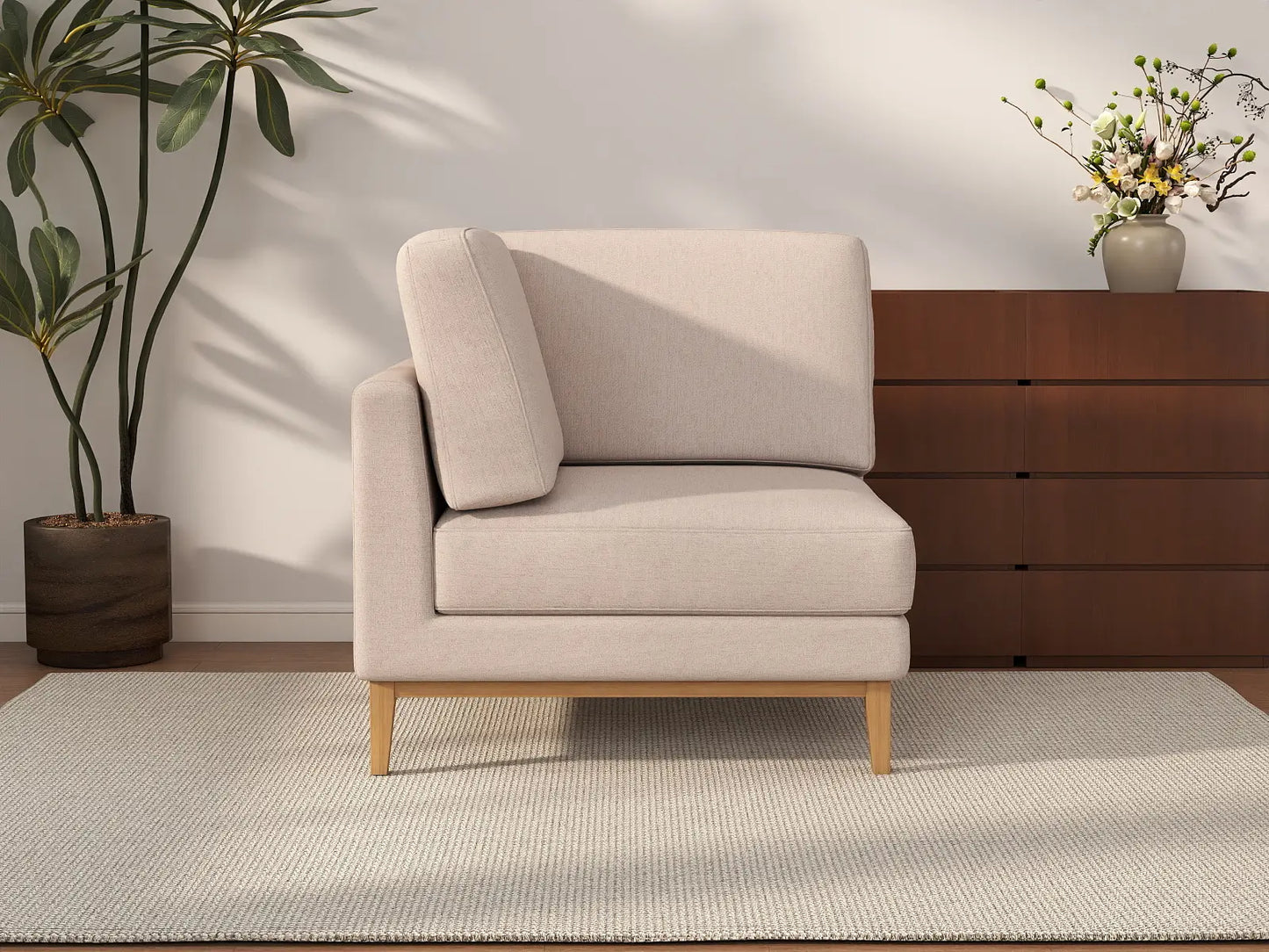 Deluxe Cloud 1-Seater Khaki Single Sofa | 1-Piece, Linen Look Poly Fabric, Living Room Accent, Washable Cushion Covers
