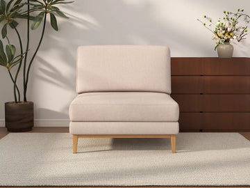 Deluxe Cloud 1-Seater Khaki Single Sofa | 1-Piece, Linen Look Poly Fabric, Living Room Accent, Washable Cushion Covers