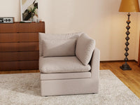 Sofá individual de 1 plaza Khaki Deluxe Cloud | 1 pieza, tela de poliéster con aspecto de lino, decorativo para sala de estar, fundas de cojín lavables