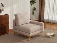 Deluxe Cloud 1-Seater Khaki Single Sofa | 1-Piece, Linen Look Poly Fabric, Living Room Accent, Washable Cushion Covers