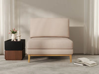 Deluxe Cloud 1-Seater Khaki Single Sofa | 1-Piece, Linen Look Poly Fabric, Living Room Accent, Washable Cushion Covers