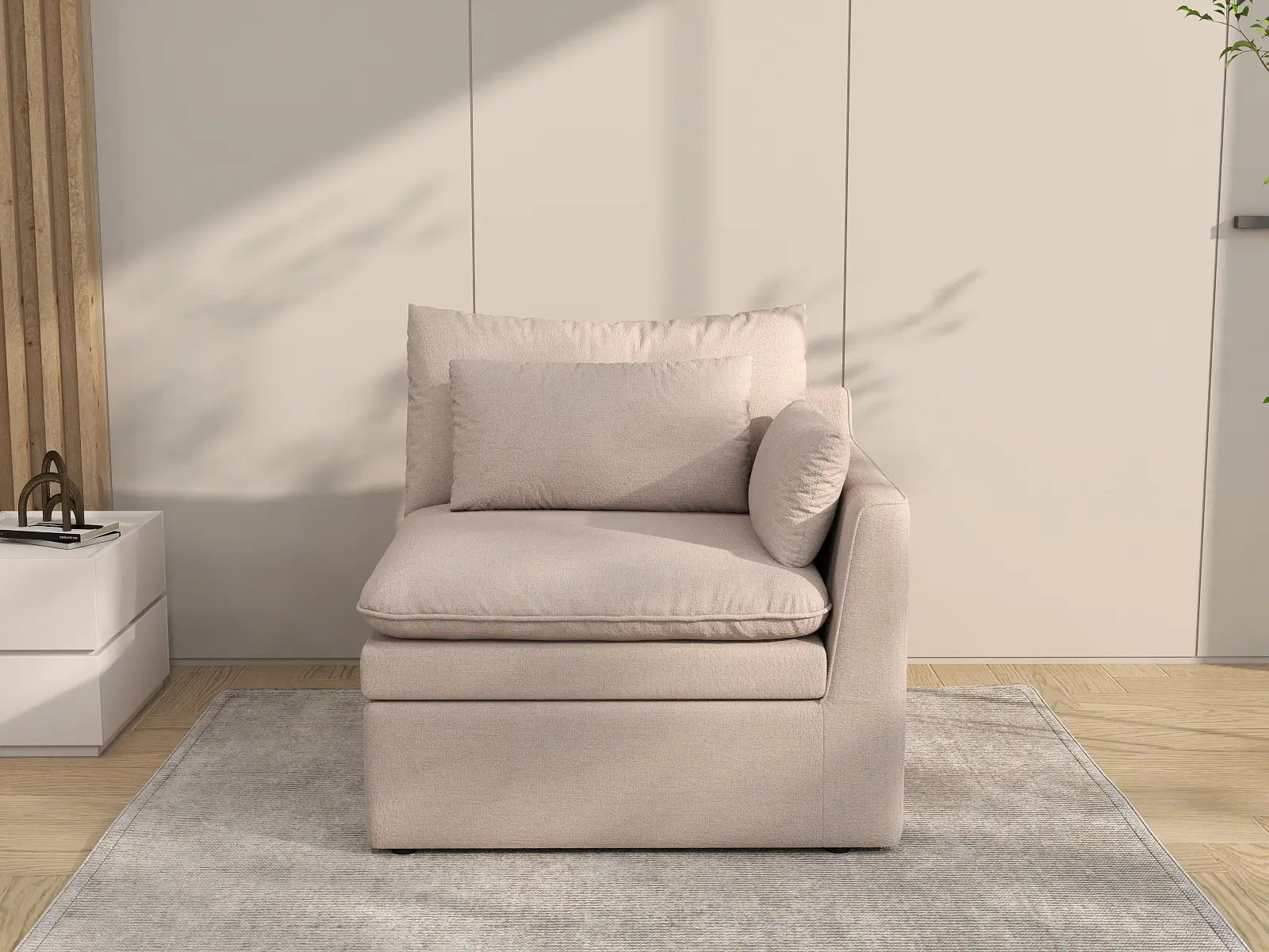 Sofá individual Deluxe Cloud de 1 plaza, color caqui | 1 pieza, tela de poliéster con aspecto de lino, acento para sala de estar, fundas de cojín lavables
