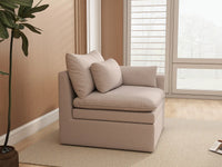 Sofá individual Deluxe Cloud de 1 plaza, color caqui | 1 pieza, tela de poliéster con aspecto de lino, acento para sala de estar, fundas de cojín lavables