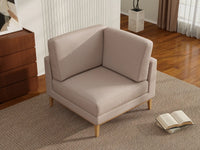Deluxe Cloud 1-Seater Khaki Single Sofa | 1-Piece, Linen Look Poly Fabric, Living Room Accent, Washable Cushion Covers
