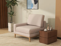 Deluxe Cloud 1-Seater Khaki Single Sofa | 1-Piece, Linen Look Poly Fabric, Living Room Accent, Washable Cushion Covers