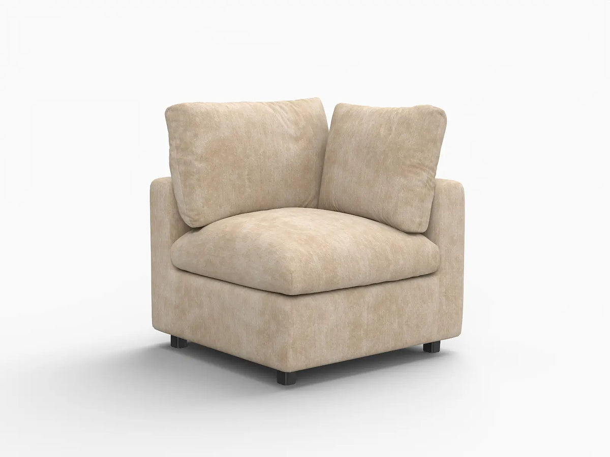 Deluxe Cloud 1-Seater Khaki Small Space Single Sofa | 1-Piece, Linen-Blend Chenille Fabric, Living Room Accent, Easy To Clean