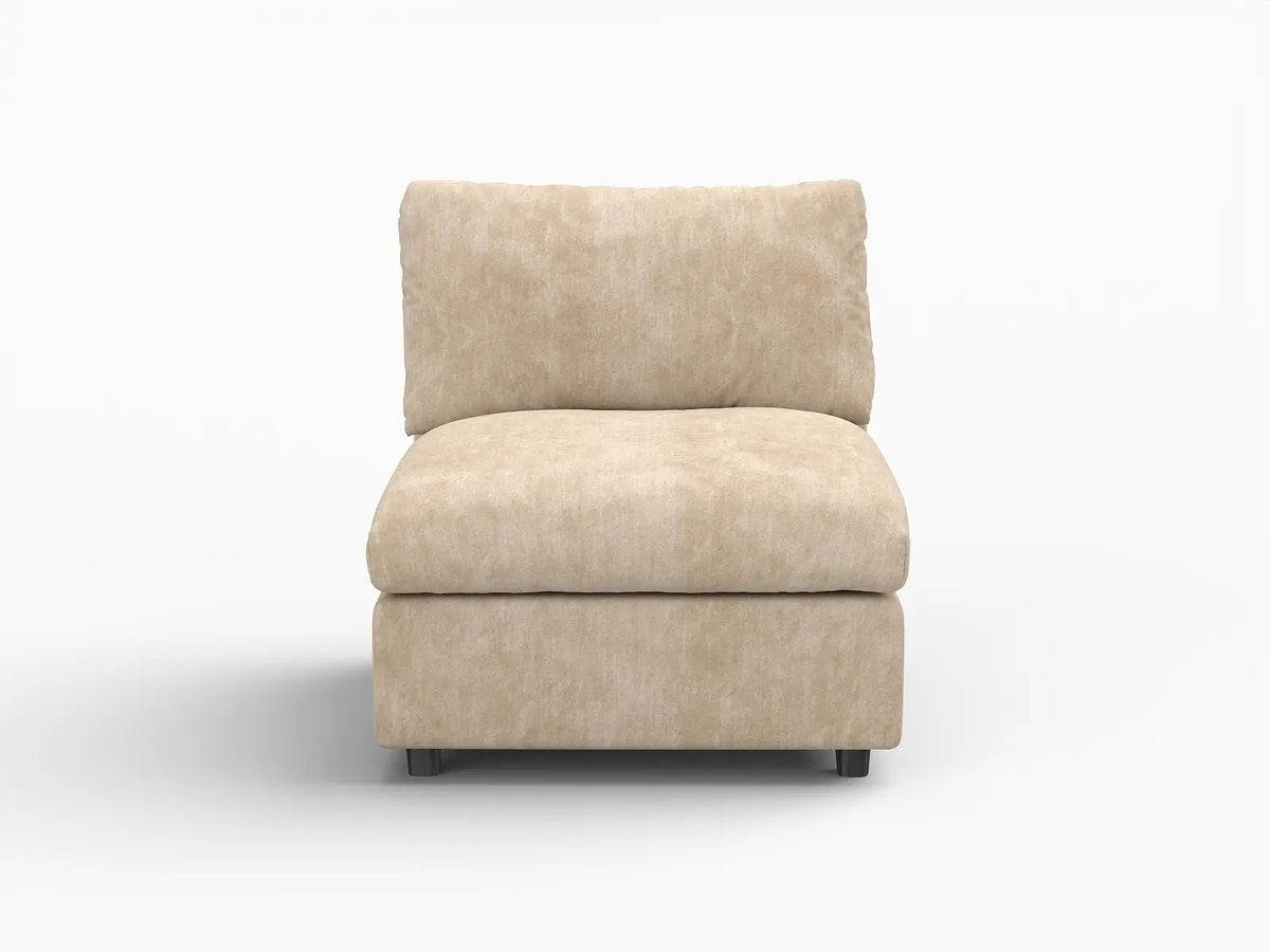 Deluxe Cloud 1-Seater Khaki Small Space Single Sofa | 1-Piece, Linen-Blend Chenille Fabric, Living Room Accent, Easy To Clean