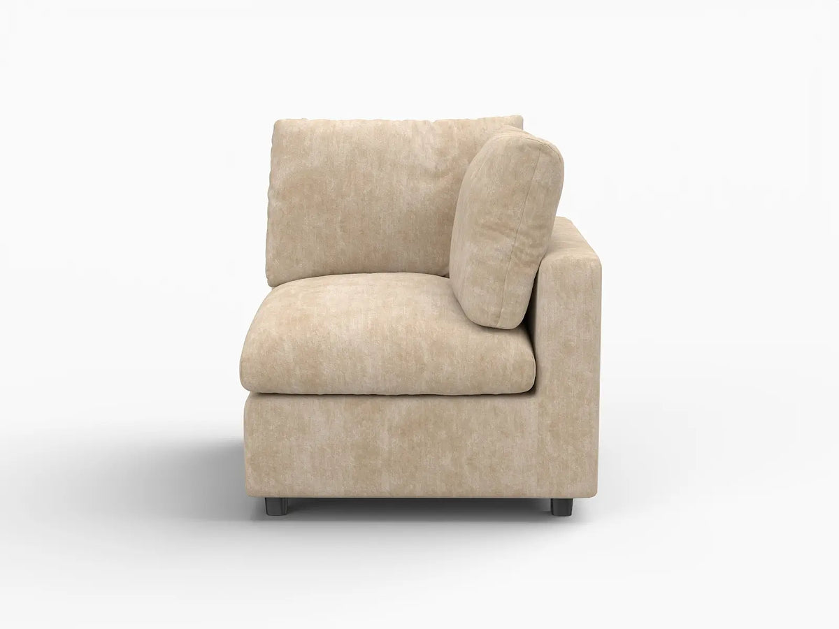 Deluxe Cloud 1-Seater Khaki Small Space Single Sofa | 1-Piece, Linen-Blend Chenille Fabric, Living Room Accent, Easy To Clean