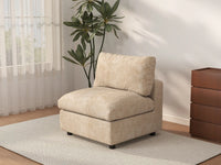 Deluxe Cloud 1-Seater Khaki Small Space Single Sofa | 1-Piece, Linen-Blend Chenille Fabric, Living Room Accent, Easy To Clean
