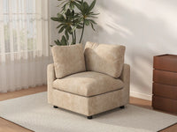 Deluxe Cloud 1-Seater Khaki Small Space Single Sofa | 1-Piece, Linen-Blend Chenille Fabric, Living Room Accent, Easy To Clean