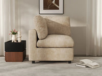 Deluxe Cloud 1-Seater Khaki Small Space Single Sofa | 1-Piece, Linen-Blend Chenille Fabric, Living Room Accent, Easy To Clean