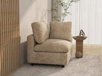 Deluxe Cloud 1-Seater Khaki Small Space Single Sofa | 1-Piece, Linen-Blend Chenille Fabric, Living Room Accent, Easy To Clean