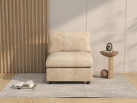 Deluxe Cloud 1-Seater Khaki Small Space Single Sofa | 1-Piece, Linen-Blend Chenille Fabric, Living Room Accent, Easy To Clean