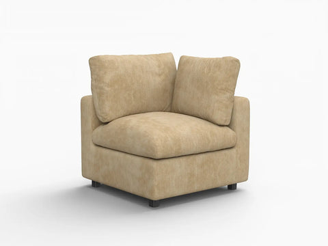 Lounge Cloud Sectional Sofa Covers | Khaki Linen-Blend Chenille Sofa Cover for 1-Seater