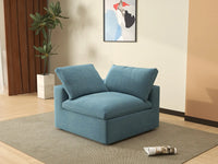 Deluxe Cloud 1-Seater Light Blue Single Sofa | 1-Piece, Velvet Fabric, Living Room Accent, Washable Cushion Covers