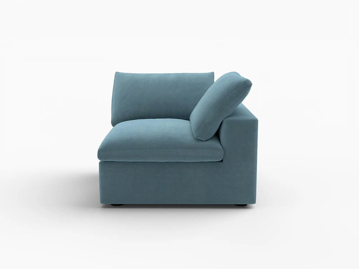 Deluxe Cloud 1-Seater Light Blue Single Sofa | 1-Piece, Velvet Fabric, Living Room Accent, Washable Cushion Covers
