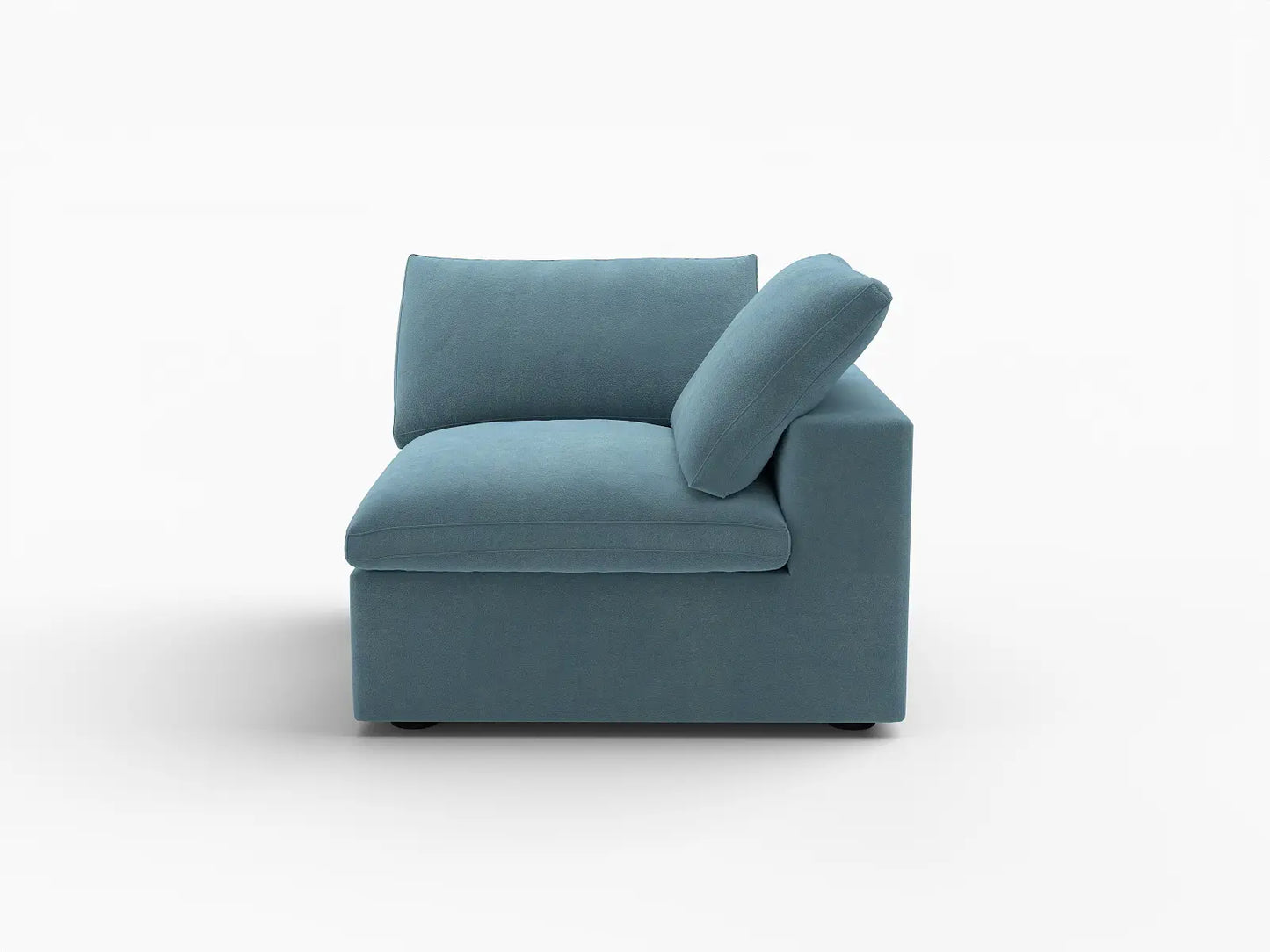 Deluxe Cloud 1-Seater Light Blue Single Sofa | 1-Piece, Velvet Fabric, Living Room Accent, Washable Cushion Covers