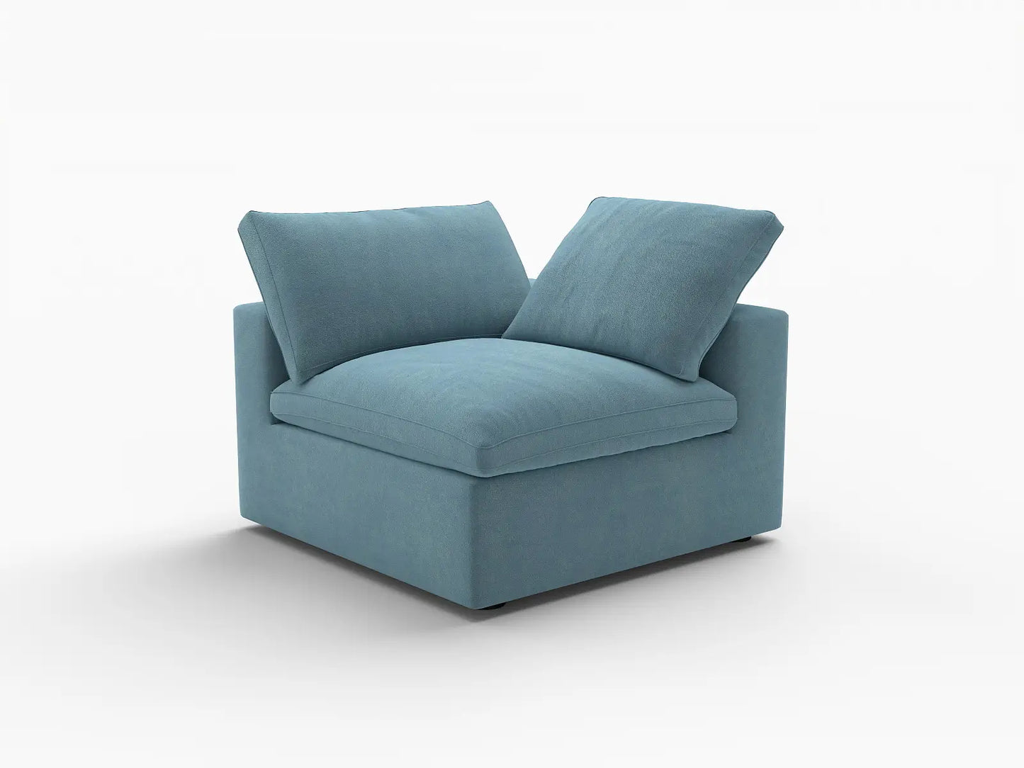 Deluxe Cloud 1-Seater Light Blue Single Sofa | 1-Piece, Velvet Fabric, Living Room Accent, Washable Cushion Covers