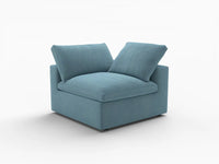 Deluxe Cloud 1-Seater Light Blue Single Sofa | 1-Piece, Velvet Fabric, Living Room Accent, Washable Cushion Covers