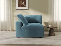 Deluxe Cloud 1-Seater Light Blue Single Sofa | 1-Piece, Velvet Fabric, Living Room Accent, Washable Cushion Covers