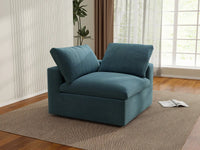 Deluxe Cloud 1-Seater Light Blue Single Sofa | 1-Piece, Velvet Fabric, Living Room Accent, Washable Cushion Covers