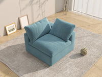 Deluxe Cloud 1-Seater Light Blue Single Sofa | 1-Piece, Velvet Fabric, Living Room Accent, Washable Cushion Covers
