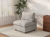 Sofá individual de 1 plaza Deluxe Cloud gris claro | 1 pieza, tela chenilla mezcla de lino, decorativo para sala de estar, fundas de cojín lavables