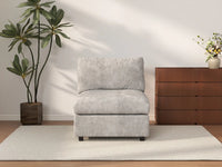 Sofá individual de 1 plaza Deluxe Cloud gris claro | 1 pieza, tela chenilla mezcla de lino, decorativo para sala de estar, fundas de cojín lavables