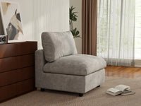 Sofá individual de 1 plaza Deluxe Cloud gris claro | 1 pieza, tela chenilla mezcla de lino, decorativo para sala de estar, fundas de cojín lavables