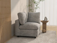 Sofá individual de 1 plaza Deluxe Cloud gris claro | 1 pieza, tela chenilla de mezcla de lino, acento para sala de estar, fundas de cojín lavables