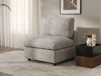 Sofá individual de 1 plaza Deluxe Cloud gris claro | 1 pieza, tela chenilla mezcla de lino, decorativo para sala de estar, fundas de cojín lavables