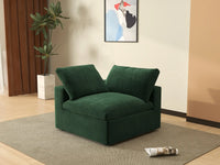 Deluxe Cloud 1-Seater Olive Green Single Sofa | 1-Piece, Velvet Fabric, Living Room Accent, Washable Cushion Covers