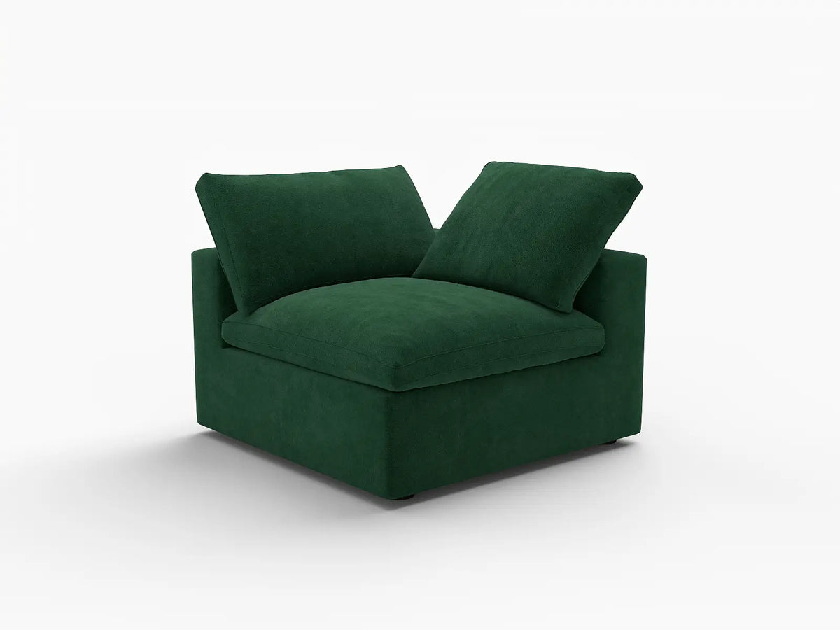 Deluxe Cloud 1-Seater Olive Green Single Sofa | 1-Piece, Velvet Fabric, Living Room Accent, Washable Cushion Covers