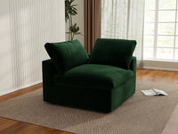 Deluxe Cloud 1-Seater Olive Green Single Sofa | 1-Piece, Velvet Fabric, Living Room Accent, Washable Cushion Covers