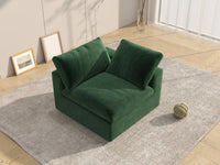 Deluxe Cloud 1-Seater Olive Green Single Sofa | 1-Piece, Velvet Fabric, Living Room Accent, Washable Cushion Covers