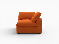 Deluxe Cloud 1-Seater Orange Single Sofa | 1-Piece, Velvet Fabric, Living Room Accent, Washable Cushion Covers