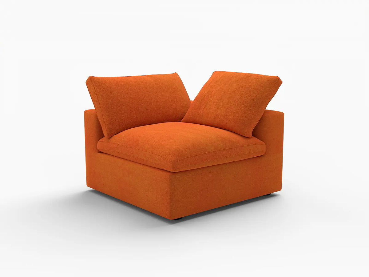 Deluxe Cloud 1-Seater Orange Single Sofa | 1-Piece, Velvet Fabric, Living Room Accent, Washable Cushion Covers