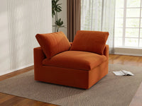 Deluxe Cloud 1-Seater Orange Single Sofa | 1-Piece, Velvet Fabric, Living Room Accent, Washable Cushion Covers