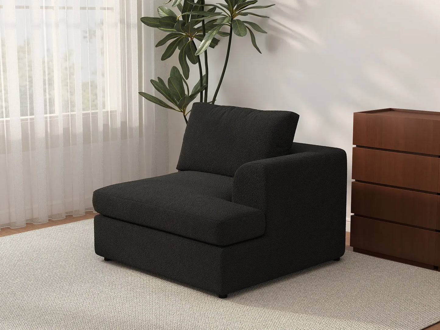 Deluxe Cloud 1-Seater Single Sofa | 1-Piece, Bouclé Sherpa-Like Fabric, Living Room Accent, Washable Cushion Covers