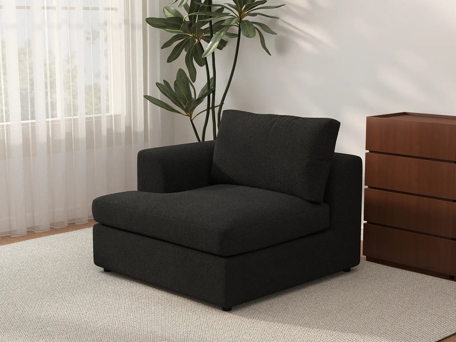 Sofá individual de 1 plaza Deluxe Cloud | 1 pieza, tela bouclé tipo sherpa, decorativo para sala de estar, fundas de cojín lavables