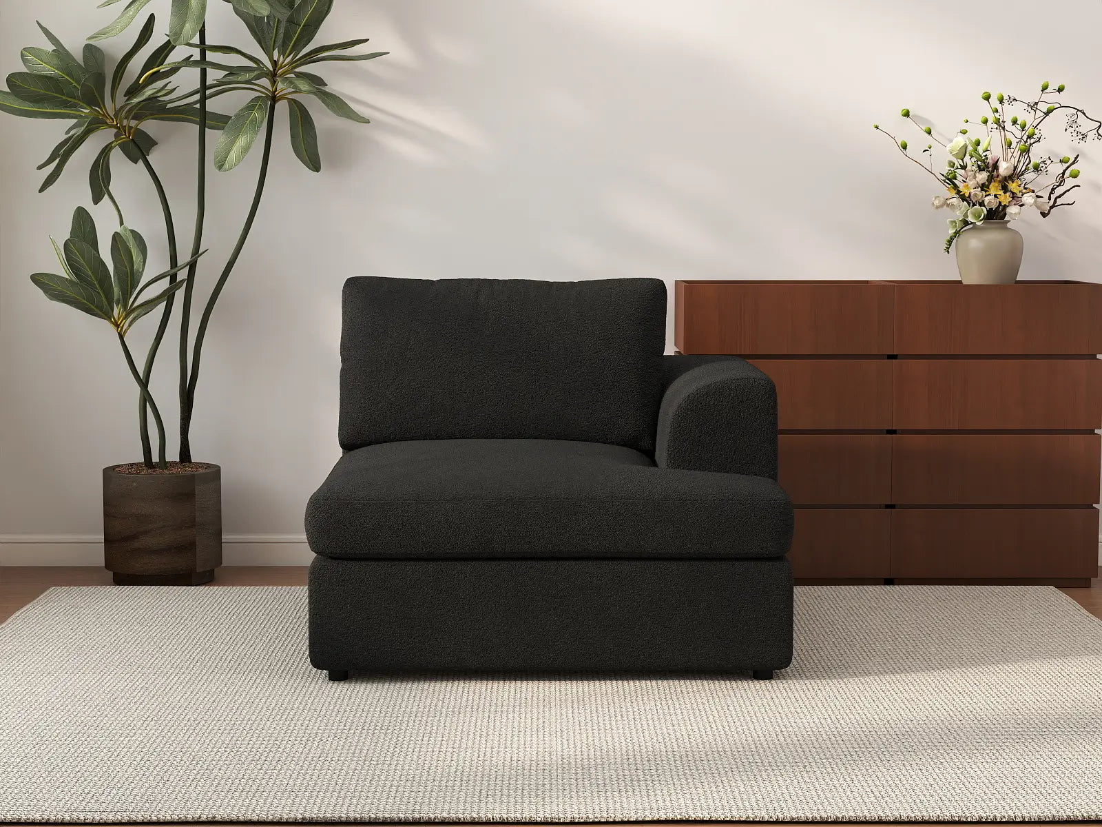 Deluxe Cloud 1-Seater Single Sofa | 1-Piece, Bouclé Sherpa-Like Fabric, Living Room Accent, Washable Cushion Covers