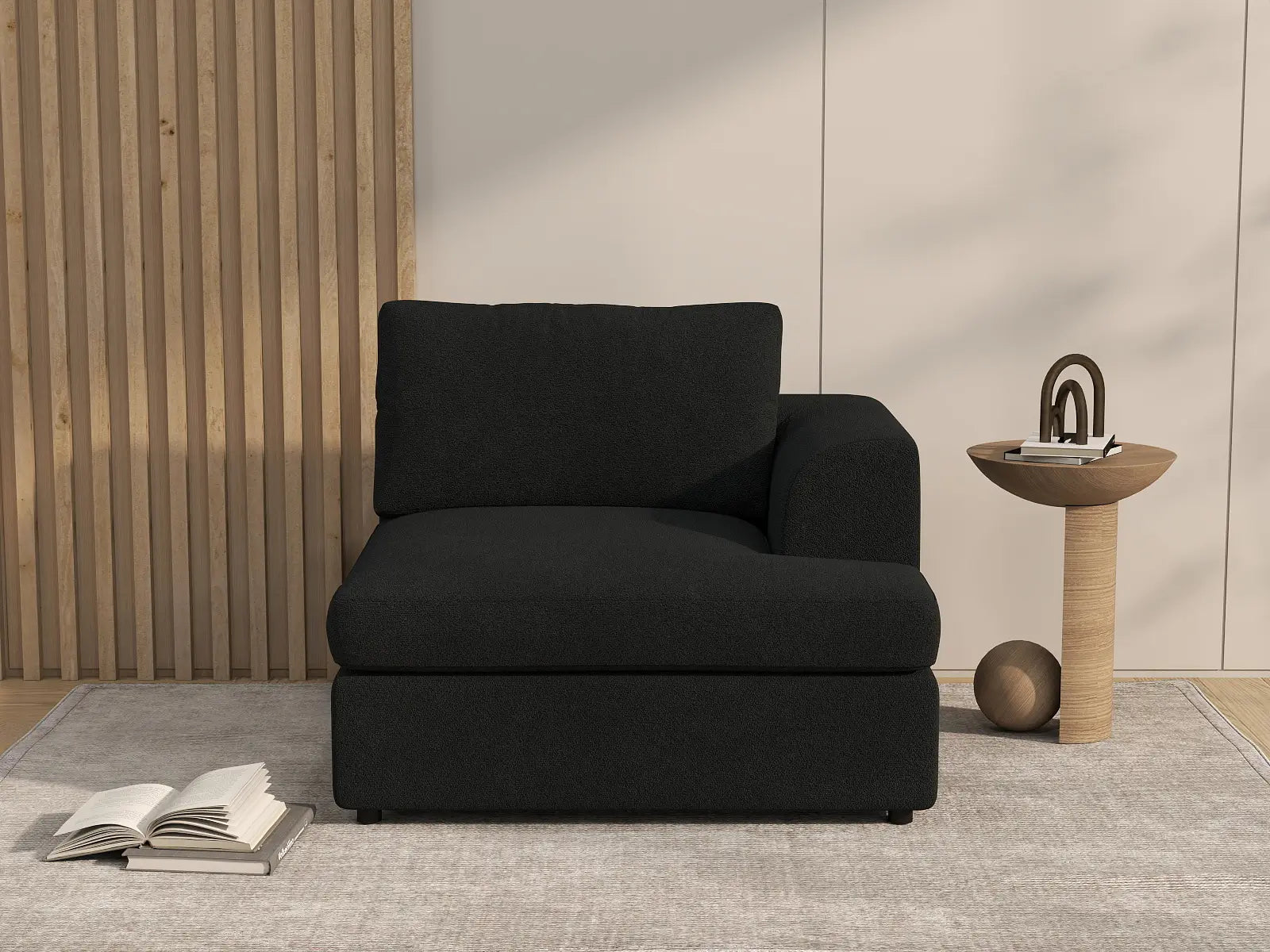 Deluxe Cloud 1-Seater Single Sofa | 1-Piece, Bouclé Sherpa-Like Fabric, Living Room Accent, Washable Cushion Covers