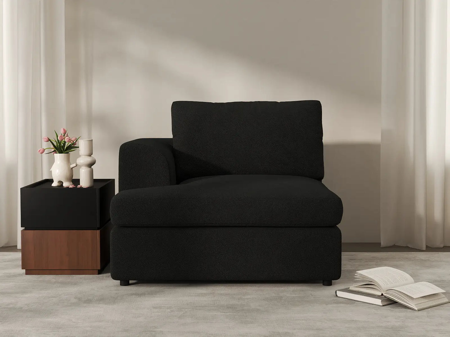 Sofá individual de 1 plaza Deluxe Cloud | 1 pieza, tela bouclé tipo sherpa, decorativo para sala de estar, fundas de cojín lavables